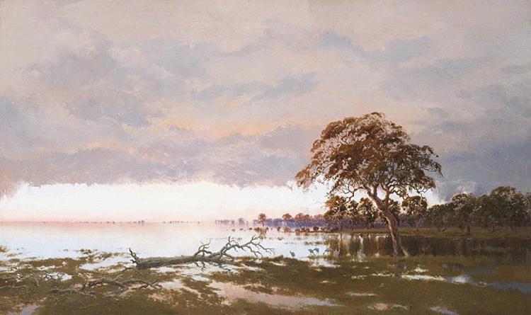 unknow artist The Flood on the Darling River oil painting image